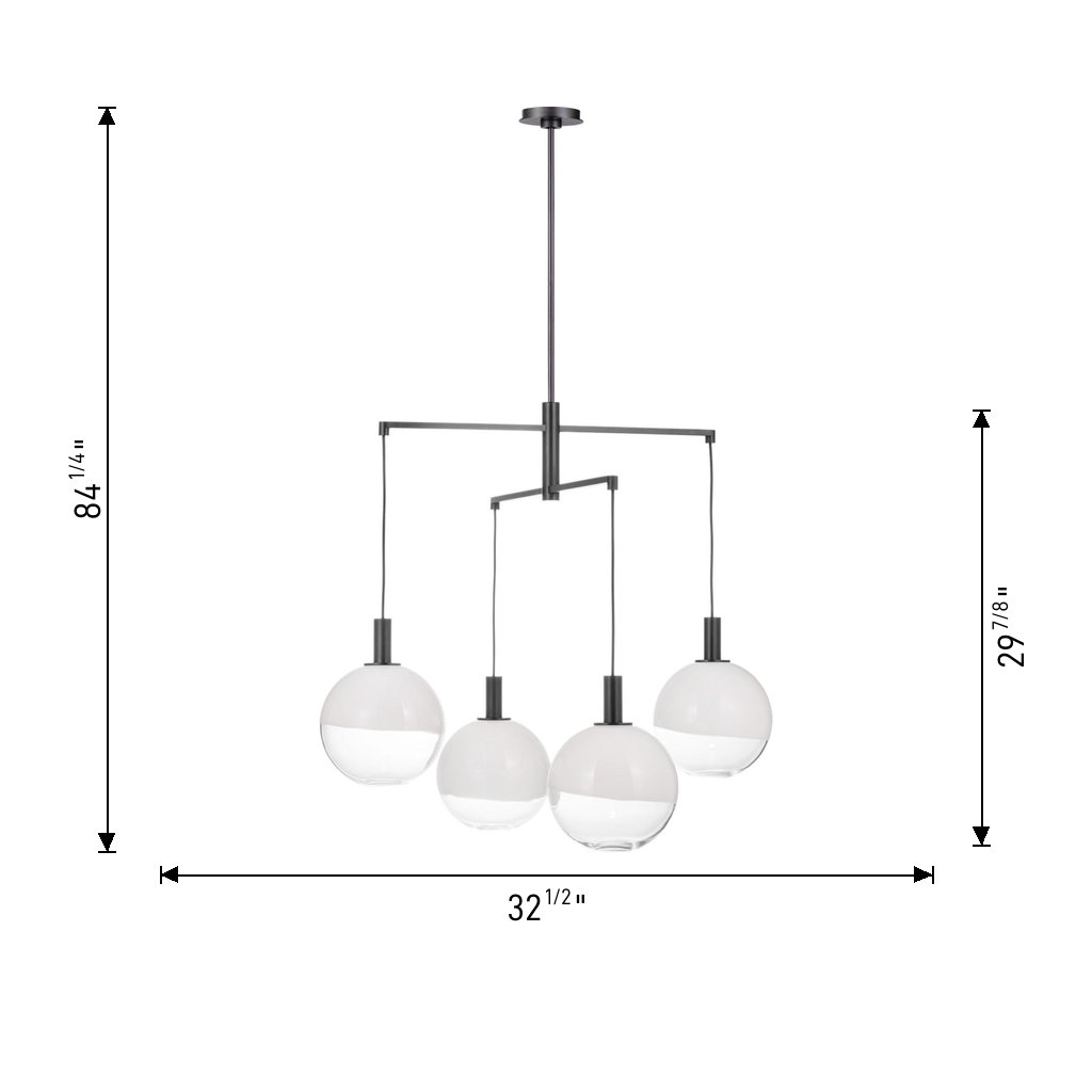 Colyt Chandelier, Aged Iron, 29.875" H x 32.5" W x 32.5" D, 4 Lights
