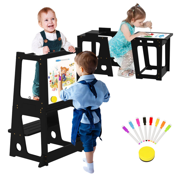 Zoomie Kids Aiyona 2 - Step Kitchen Helper Tower, Learning Tower Step Stool  with Whiteboard and Safety Rail