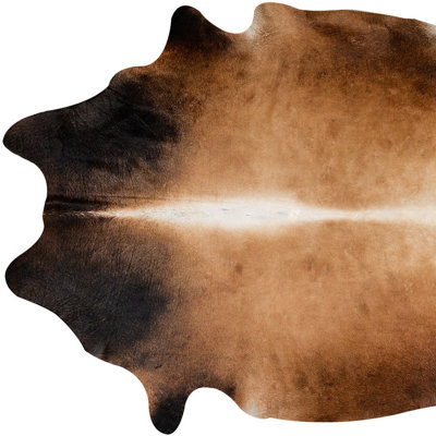 5' X 7' Dark Brown and Tan Genuine Cowhide Hand Knotted Area Rug