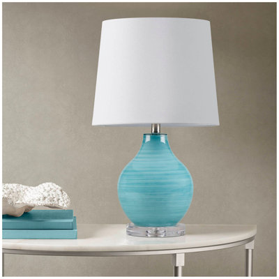 Lampe de table en verre soufflé tourbillon bleu turquoise Aqua Voir ci-dessous