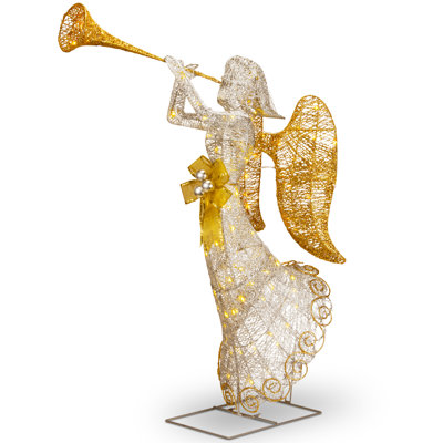 48" Silver Crystal Angel with LED Lights