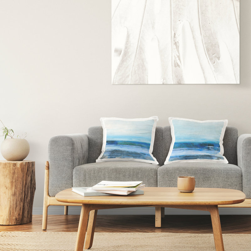 Blue Abstract Seascape Printed Throw Pillow Design By Sally Swatland (Set Of 2)