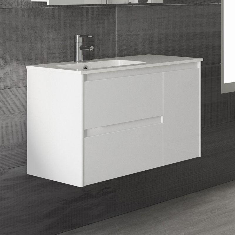 Ambra 35.6'' W Single Vanity, Gloss White