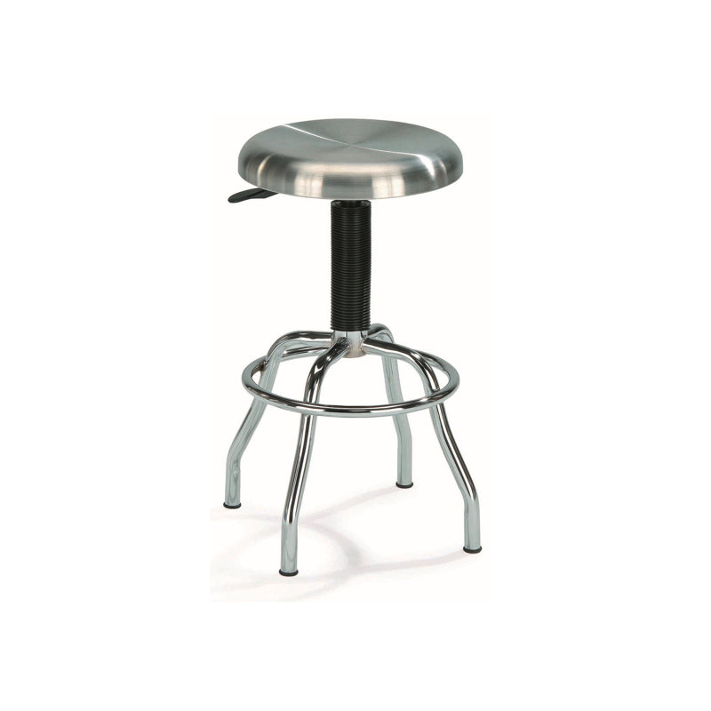 Tabouret de bar moderne en acier inoxydable - pivotant à 360 °, réglable, argenté pour la cuisine et le garage
