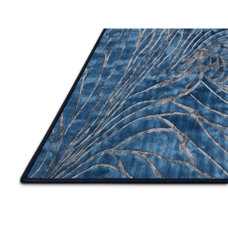Machine Washable Gray Area Rug, Rectangle 5' x 7'