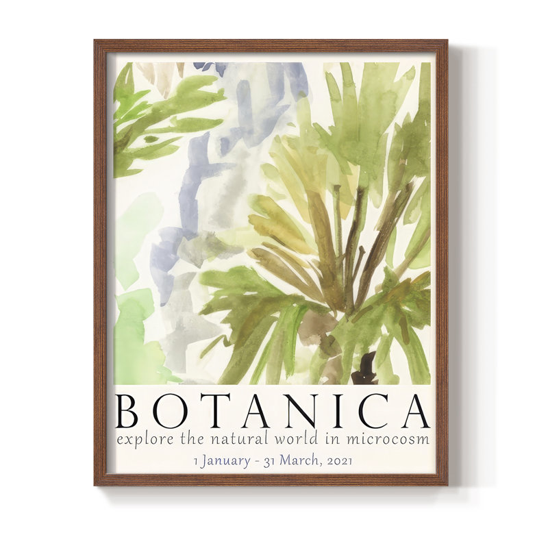 Affiche Botanica de l'exposition III, reproduction encadrée - bois massif, H 30 po x l 24 po, Noyer