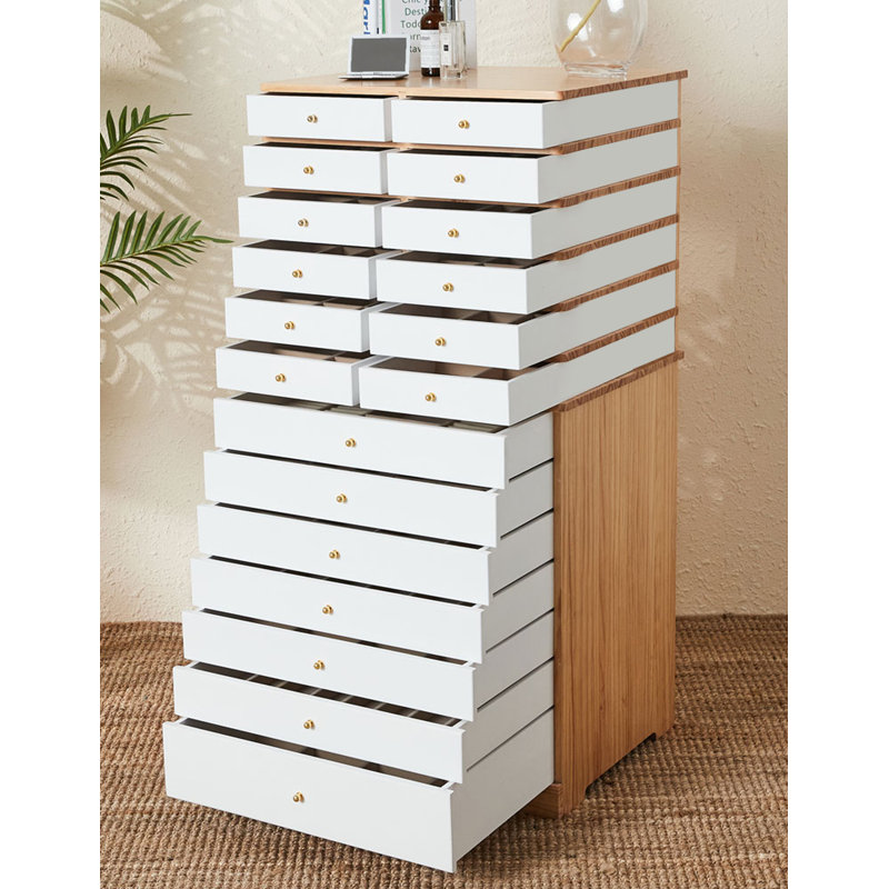 Multi-drawer solid wood jewelry cabinet
