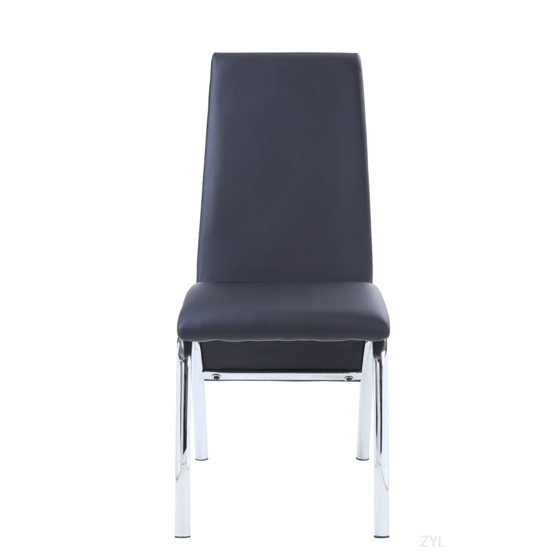 Chaise d'appoint en cuir synthétique noir et finition chromée (ensemble de 2), Noir