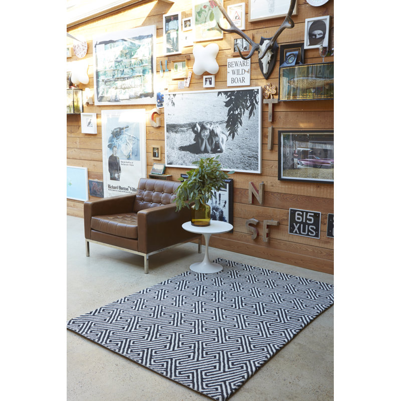 Geometric Wool Area Rug, Rectangle 150 x 230cm