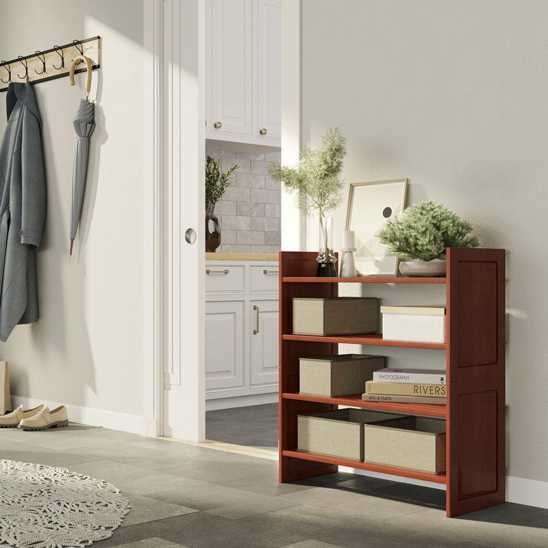 Solid Wood 2 Tier Storage Rack, Red