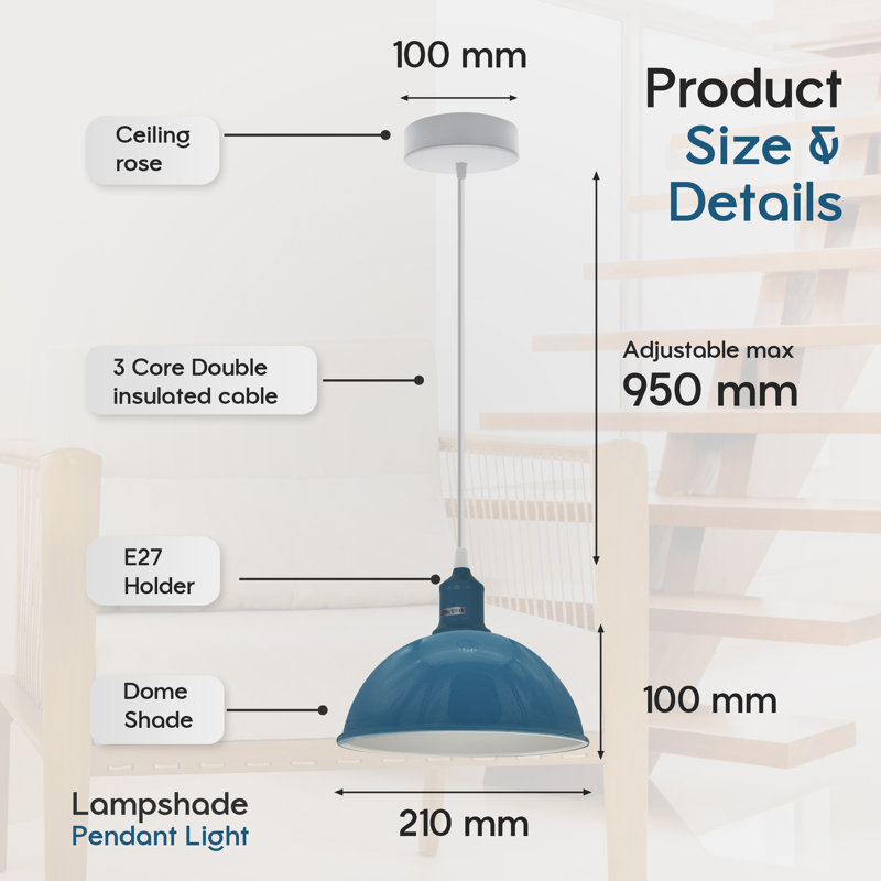 Lawrence 1 - Light Single Pendant, Cyan Blue