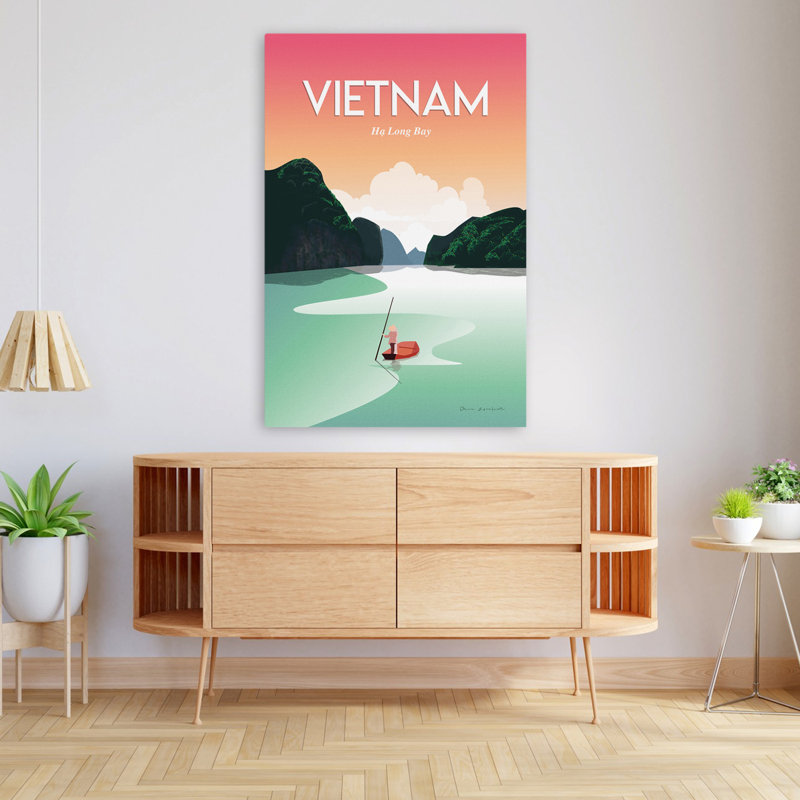 Vietnam, baie d'Ha Long - aventure, bateaux de la baie d'Asie, art, H 48 po x l 32 po