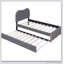 Lit plateforme tapissier avec pieds de support en bois et lit gigogne simple