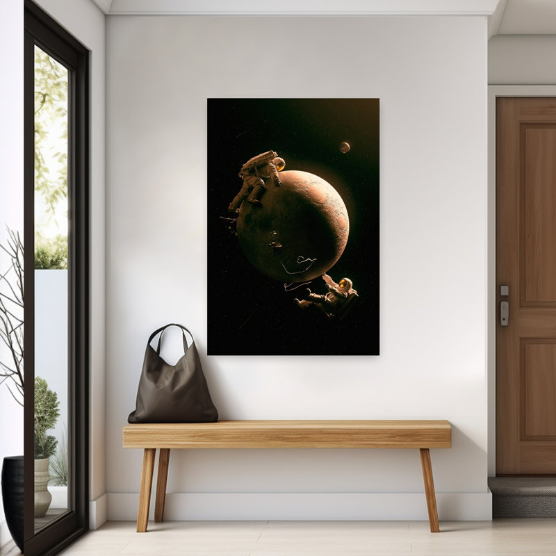 Cosmic Planet Exploration Abstract Contemporary Horse Landscape Nature Wall Art Print by Nicebleed - Wrapped Canvas Print