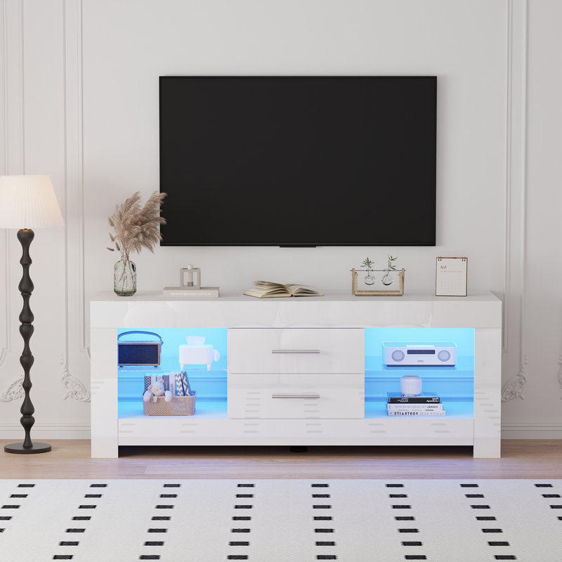 TV Stand for TVs up to 65", High Gloss White 130cm