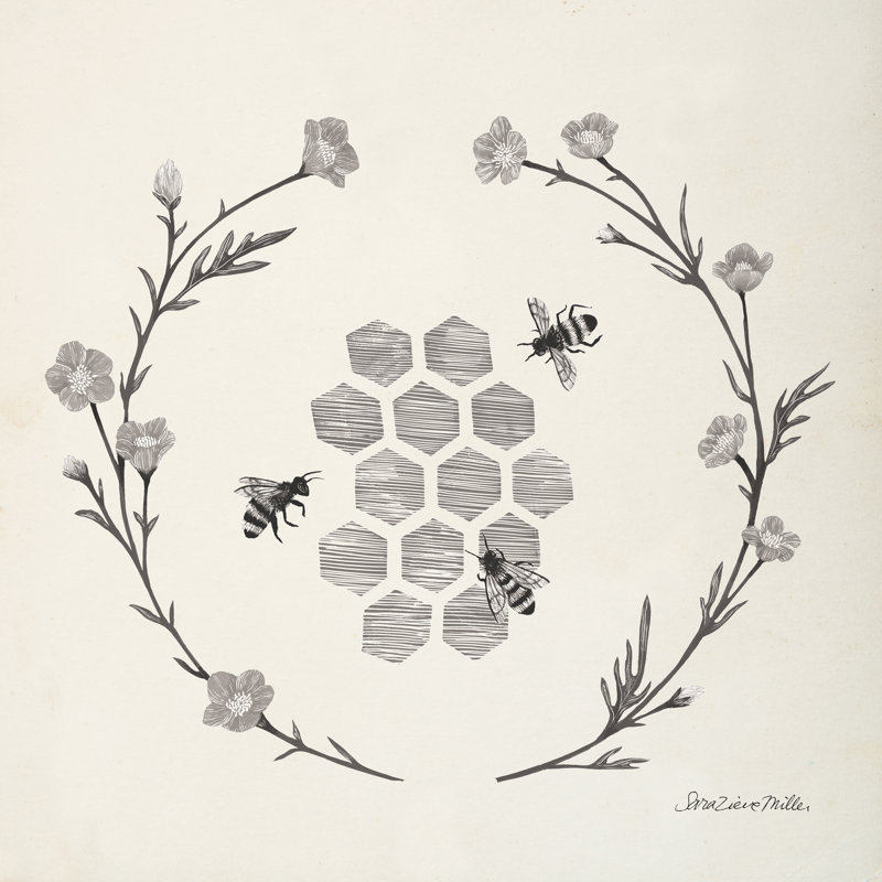 Happy To Bee Home III Neutral by Sara Zieve Miller - Wrapped Canvas Print, 51cm H x 51cm W