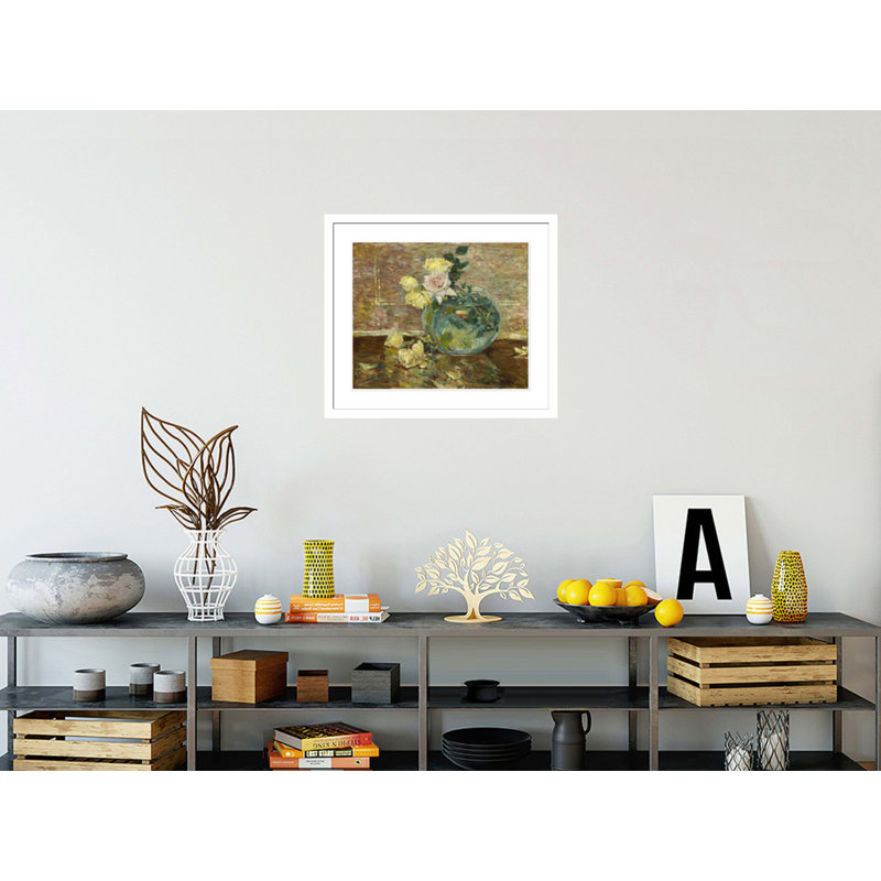 «Roses in a Vase» par Childe Hassam - impression giclée encadrée, H 23,5 po x l 26,88 po