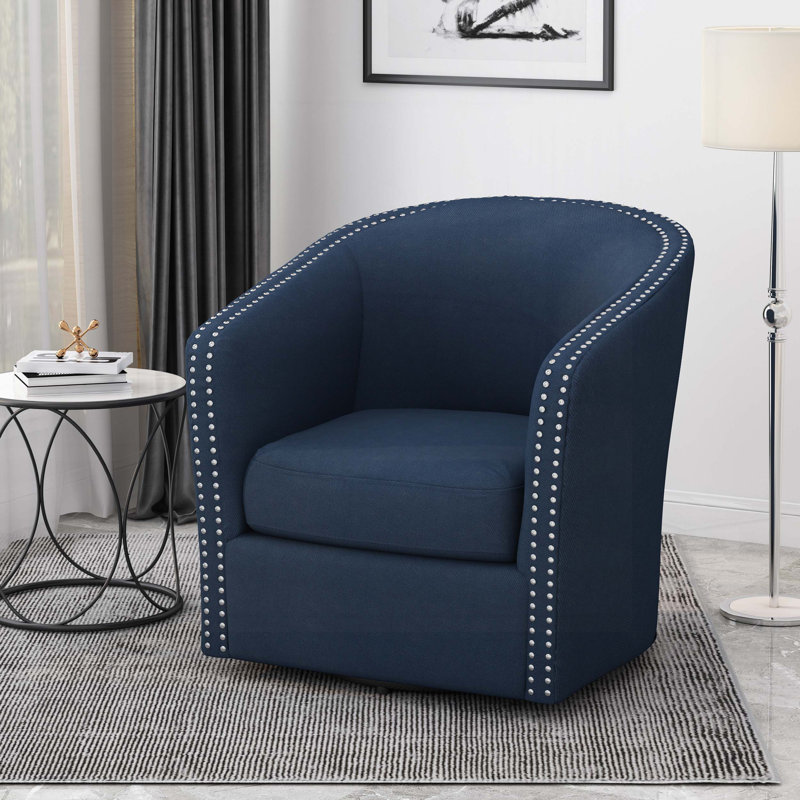 Fauteuil demi-tonneau en tissu avec base en métal