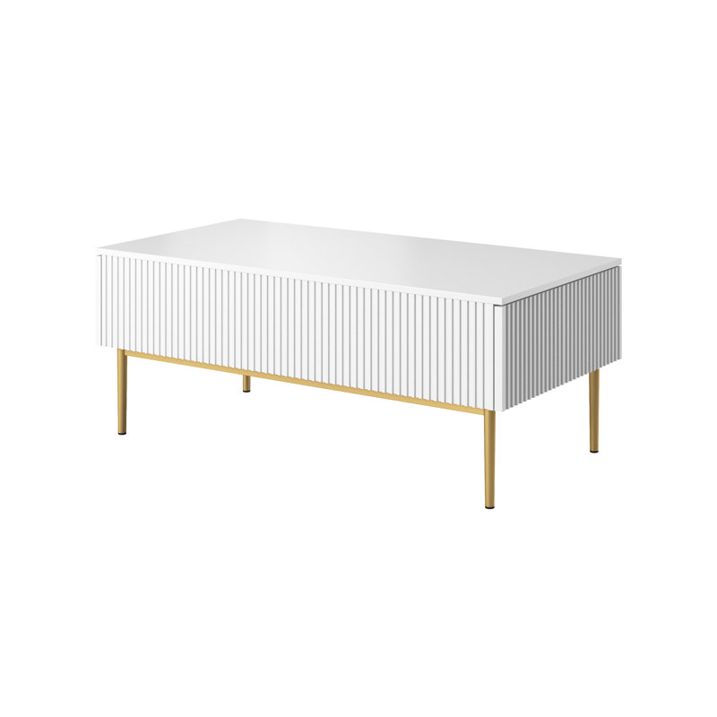 Anahla Coffee Table with Storage, White/Gold
