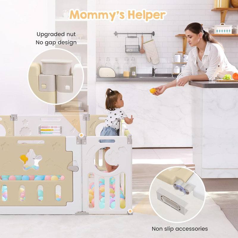 Parc pour bébé Safe Foldable, H 24 po x l 60 po x P 60 po, Jaune/blanc