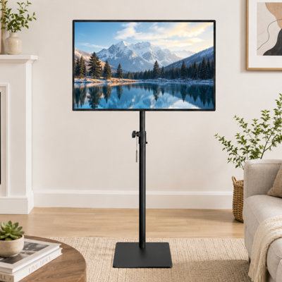Support de sol universel réglable en hauteur avec fixation VESA et pivotant, support mural robuste pour téléviseurs de 14 à 42 pouces, support autoportant pour bureau, chambre et salle de jeux, noir