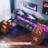 71"w Led L-shaped Computer Desk,gaming Desk With Power Outlet,home Office Desk With Monitor Stand-104924503