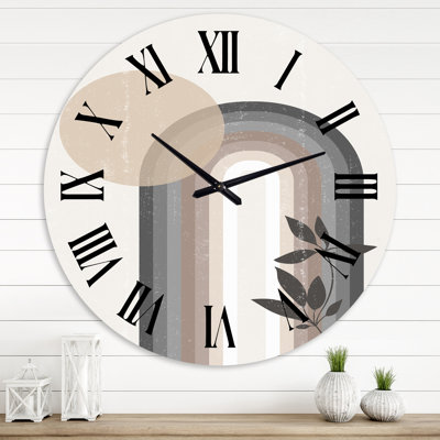 Abstract Rainbow Sun and Moon In Earth Tones III - Modern wall clock