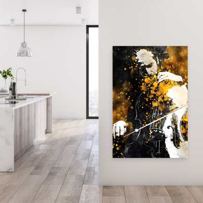 Golden Cello Melody, art mural contemporain abstrait