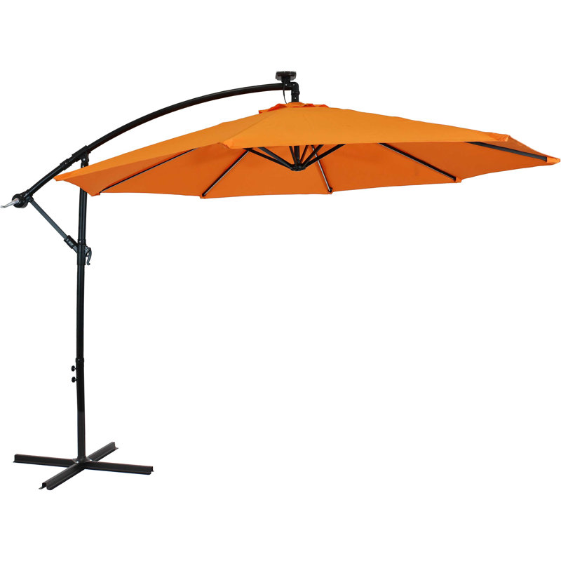 Parasol en porte-à-faux décalé 10 'avec lumières solaires et évent - Bouton d'or pâle, Jaune clair