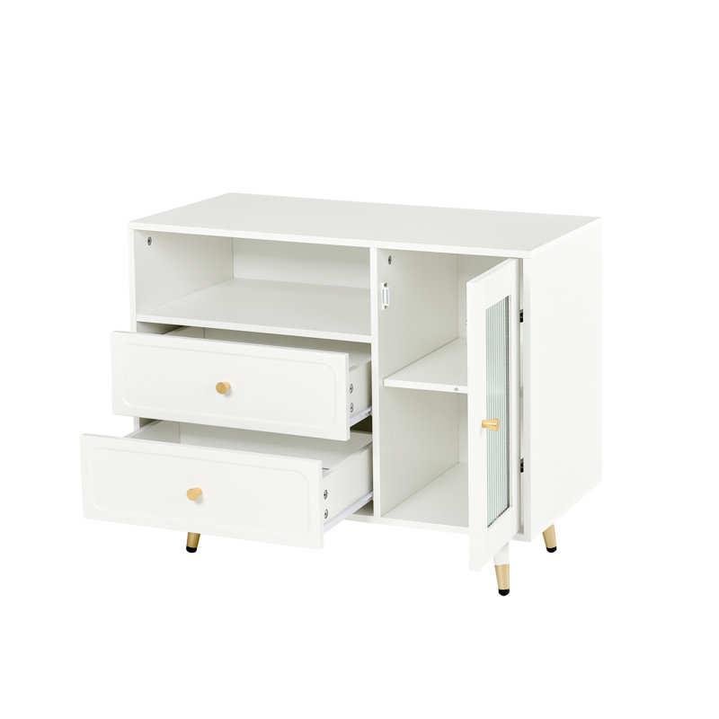 Philip Retractable Makeup Vanity with LED Mirror, Cabinet, Charging Ports & Stool, White