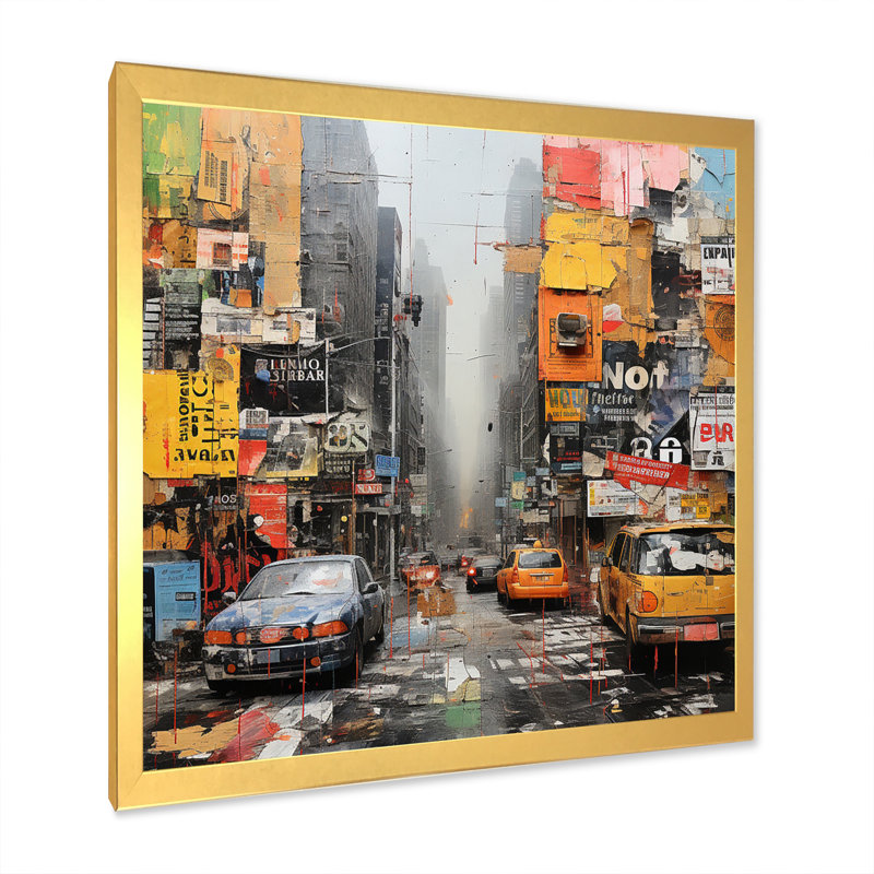 Urban Collage I sur toile, H 36 po x l 36 po x P 1,5 po, Cadre doré à une seule photo