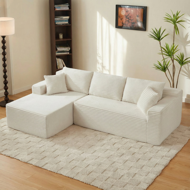 Canapé modulaire Boneless, Velours côtelé beige