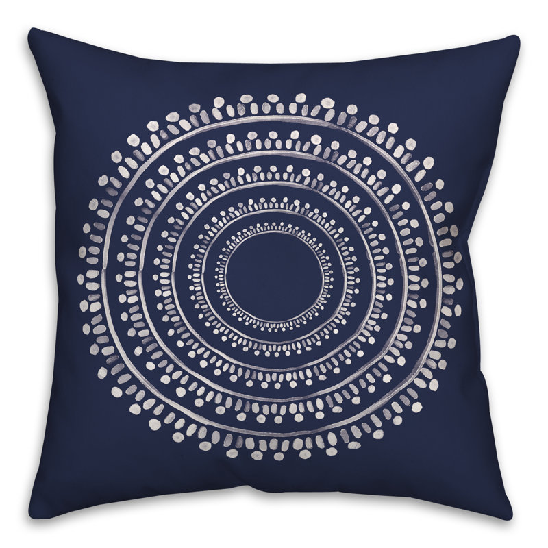  Coussin intérieur / extérieur Medallion, Marine, 18 po x 18 po