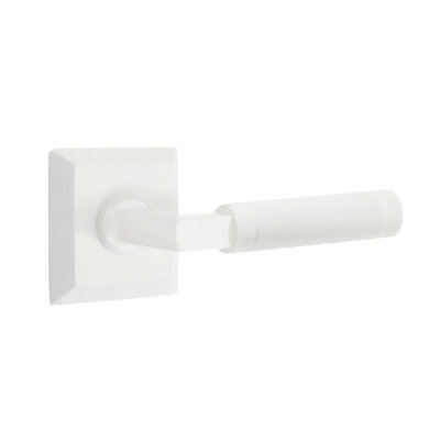 Emtek Select Privacy Interior Mortise w/ Quincy Rosette & L-Square Stem, Knurled Lever