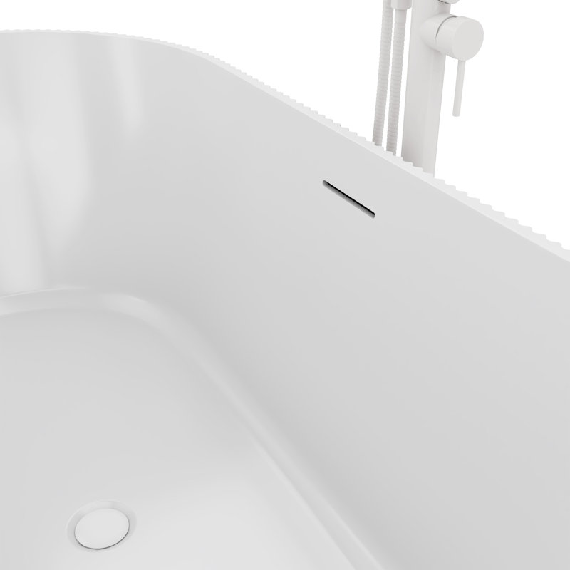 Charisma 67" White Ribbed Acrylic Freestanding Soaking Bathtub