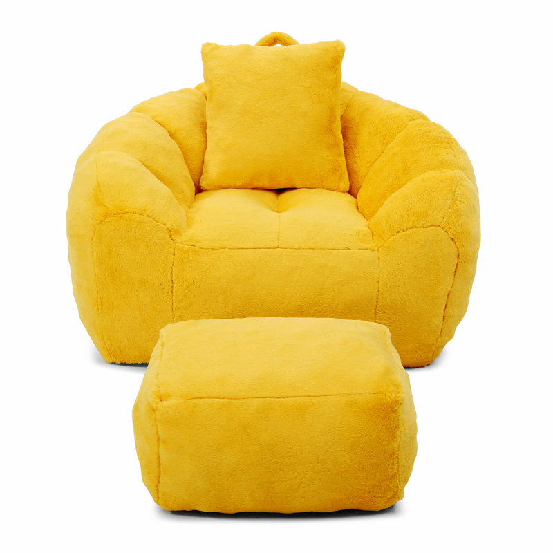 Fauteuil à billes avec repose-pieds, fauteuil d'appoint pour le salon et la chambre à coucher, Jaune