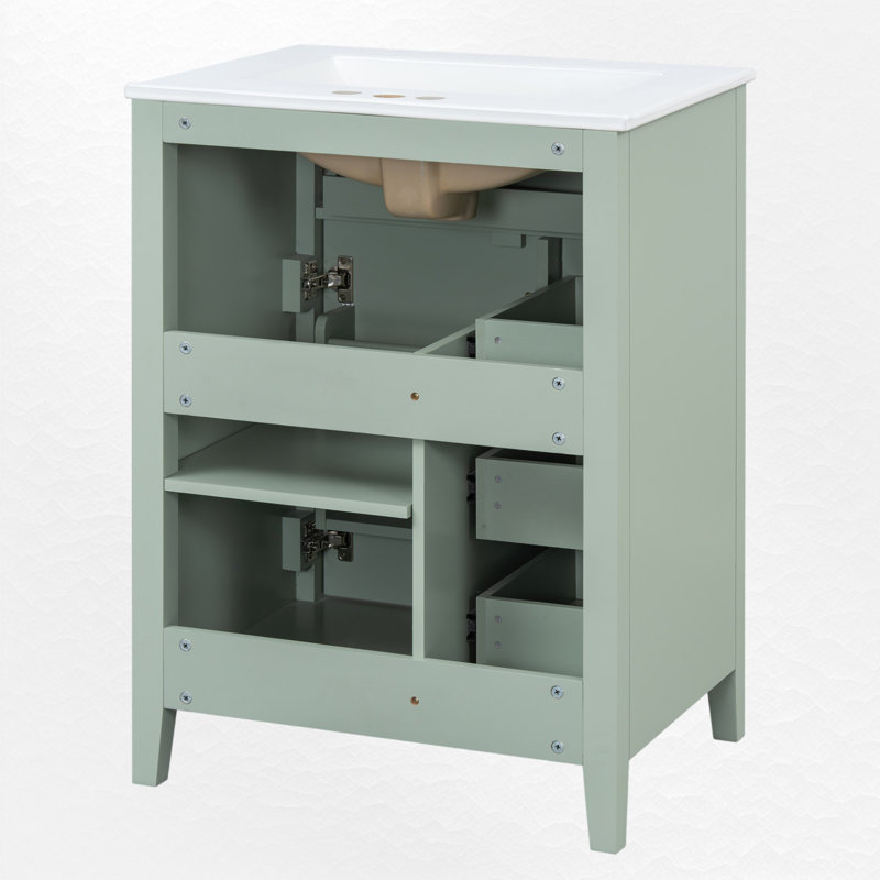 24" Single Bathroom Vanity Set, Gold, Green