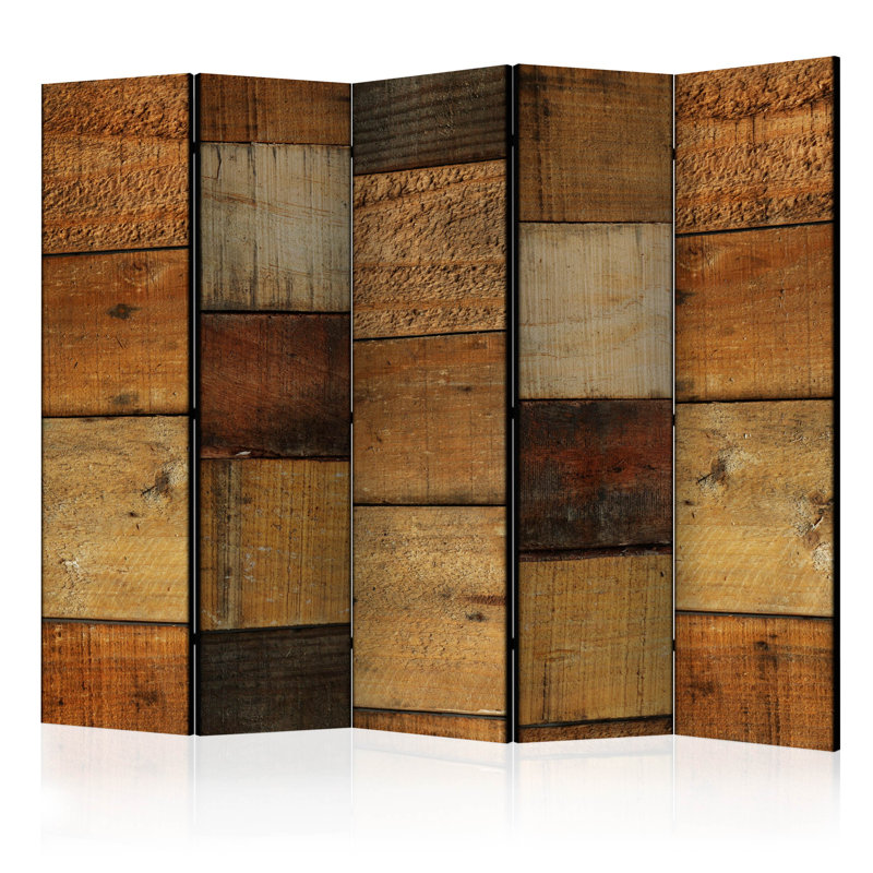 Gordhan 225 cm W x 172 cm H 5 - Panel Solid Wood Folding Room Divider
