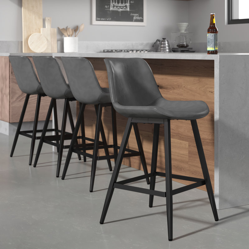 Tabouret de bar et de comptoir Rasnick, Tabouret de comptoir (siège d'une hauteur de 24 p, Gris
