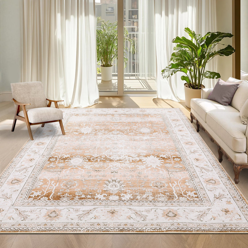 Tapis lavable à la machine moderne pour la salle de séjour Tapis de sol ultra doux et résistant aux taches
