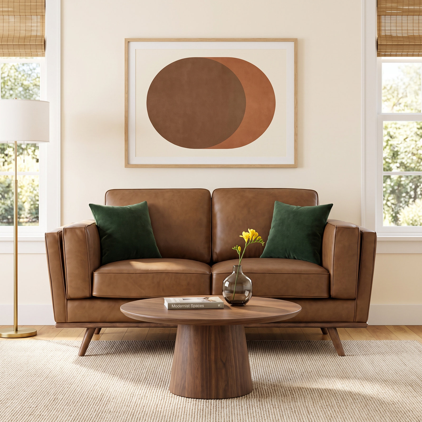 Barberena 67'' Upholstered Loveseat, Camel Genuine Leather