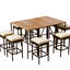 Table et tabourets en bois pour l'extérieur avec coussins - Huit tabourets