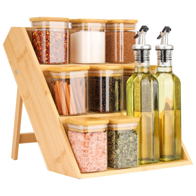 Bamboo Spice Jar & Rack Set