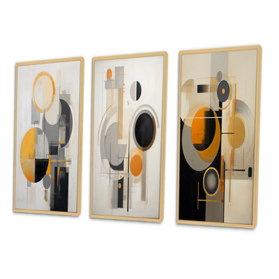«Energy Of Possibilité Retro Circular Abstract I», 3 pièces sur toile