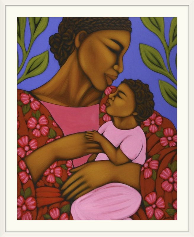 «African Mother and Baby», reproduction d'art de Tamara Adams, H 48 po x l 38 po x P 1,5 po, Toile