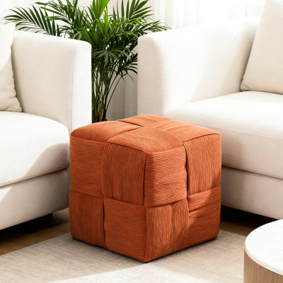 Tabouret brun en velours côtelé, tissu confortable et respirant, mousse à haute résilience, structure en bois, repose-pieds carré prêt à l'emploi, pour un confort respirant, un design et une fonction polyvalente