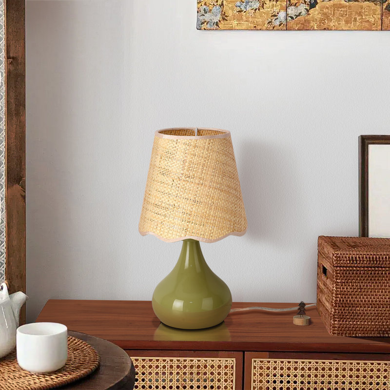 Austun Small Bedside Table Lamp - Green, Push Button