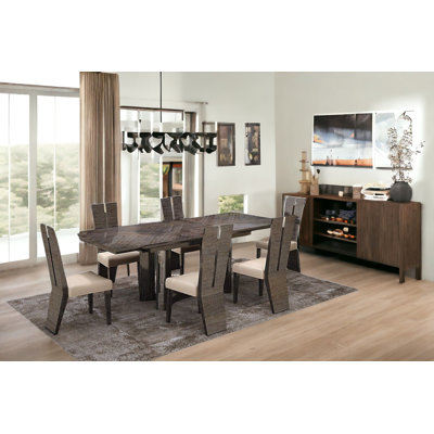 Mikac Seven Piece Gray Dining Set With Six Chairs