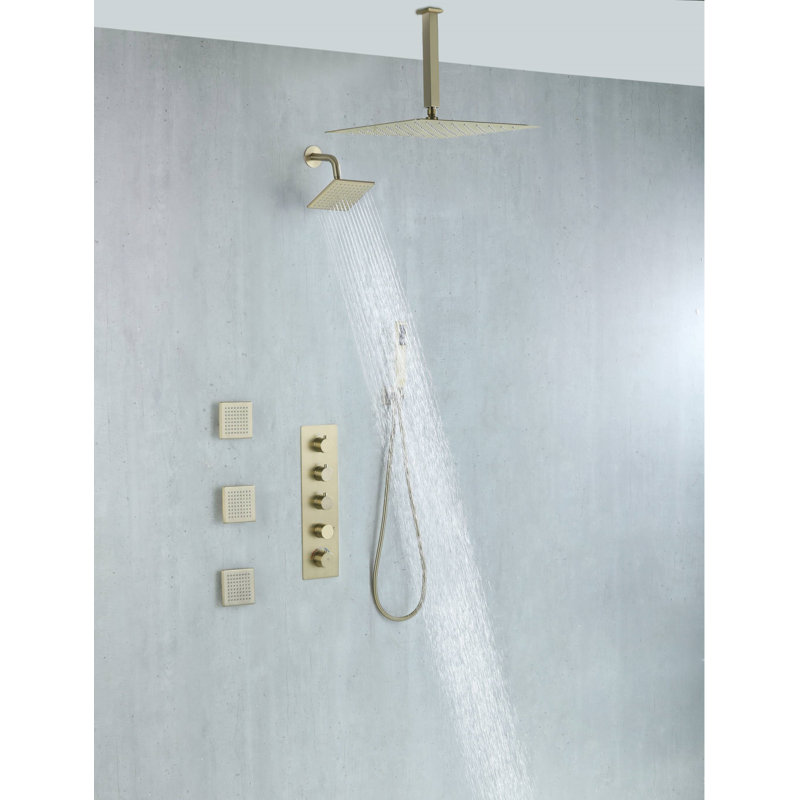 All-In-One Kit with Rough in-Valve, Brushed Gold