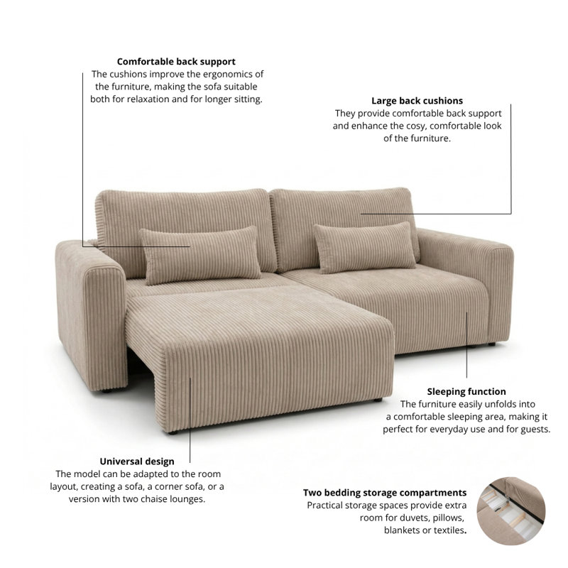 Sectional, Beige POSO 2